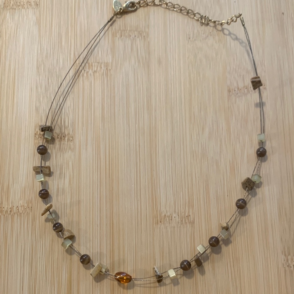 Lia Sophia Brown and Gold stone Beaded Necklace